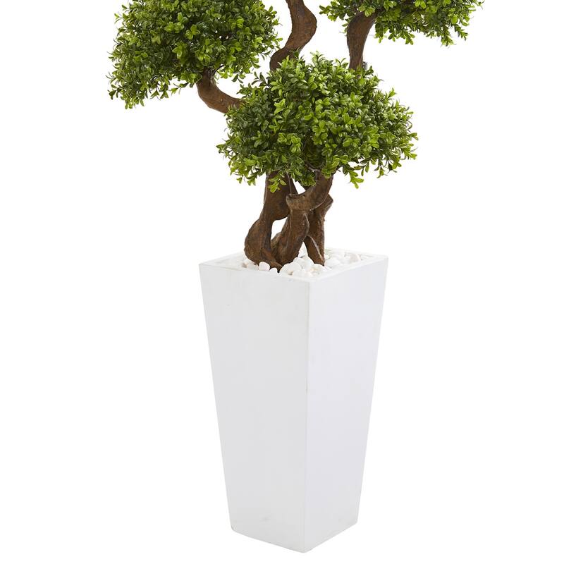 Artificial Topiary Tree with Planter - 55" Indoor Outdoor Decorative Greenery - Green