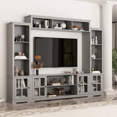 Living Room Set with TV Stand and Two Bookcases Doors 102"/68.1"W