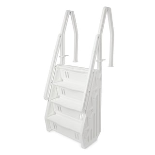 Vinyl Works Adjustable 32 Inch In-Pool Step Ladder for Above Ground Pools, White - 37.3