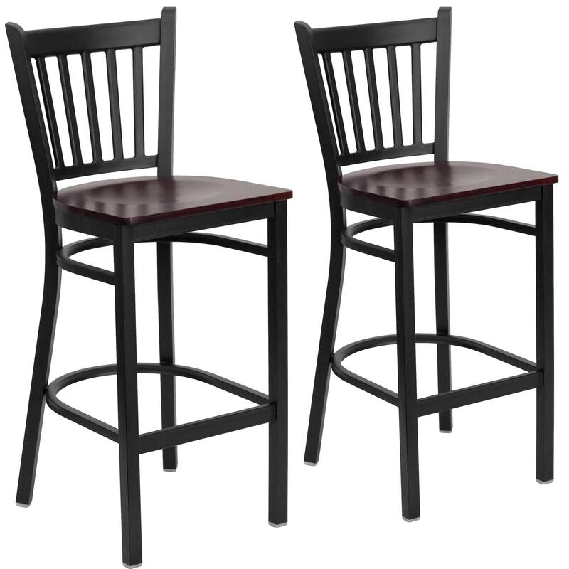 2 Pack Vertical Back Metal Restaurant Barstool