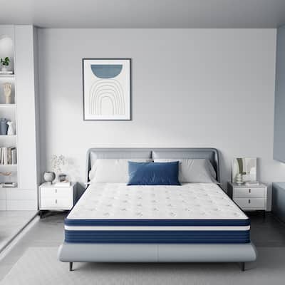 IFLUOUS 10in. Innerspring Hybrid Pressure Relief and Cooling Plush Mattress with CertiPUR-US, SGS and OEKO-TEX Certified