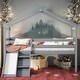 preview thumbnail 1 of 17, Modern Twin Size Low Loft Bed with Slide and Ladder and Safety Guardrails and House Roof for Bedroom Grey