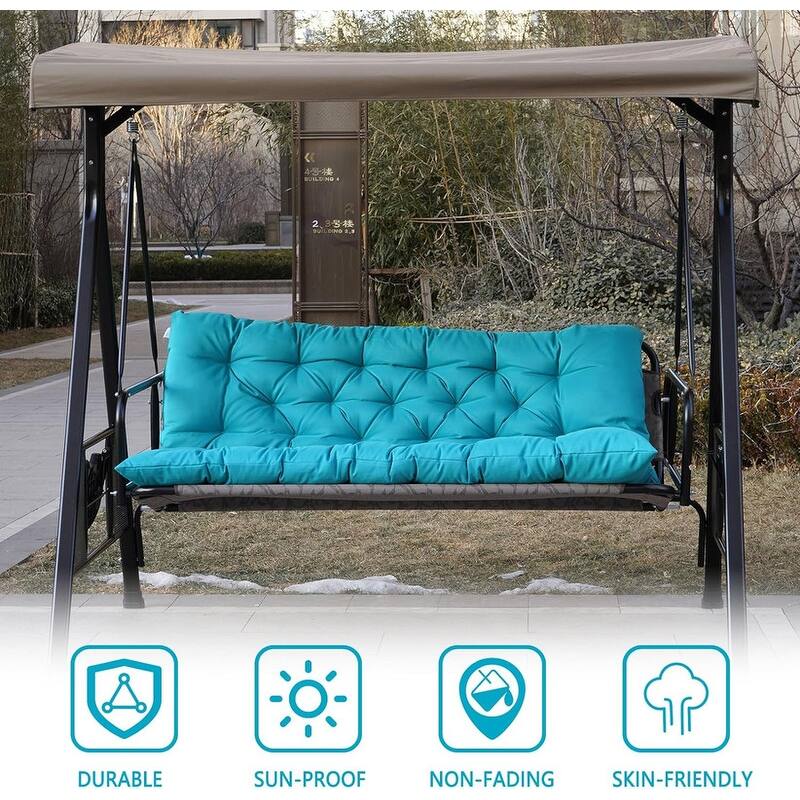 Outdoor Swing Cushions Replacement, Outdoor Thickened Bench Cushion with Ties for Porch,Patio,Backyard,Garden