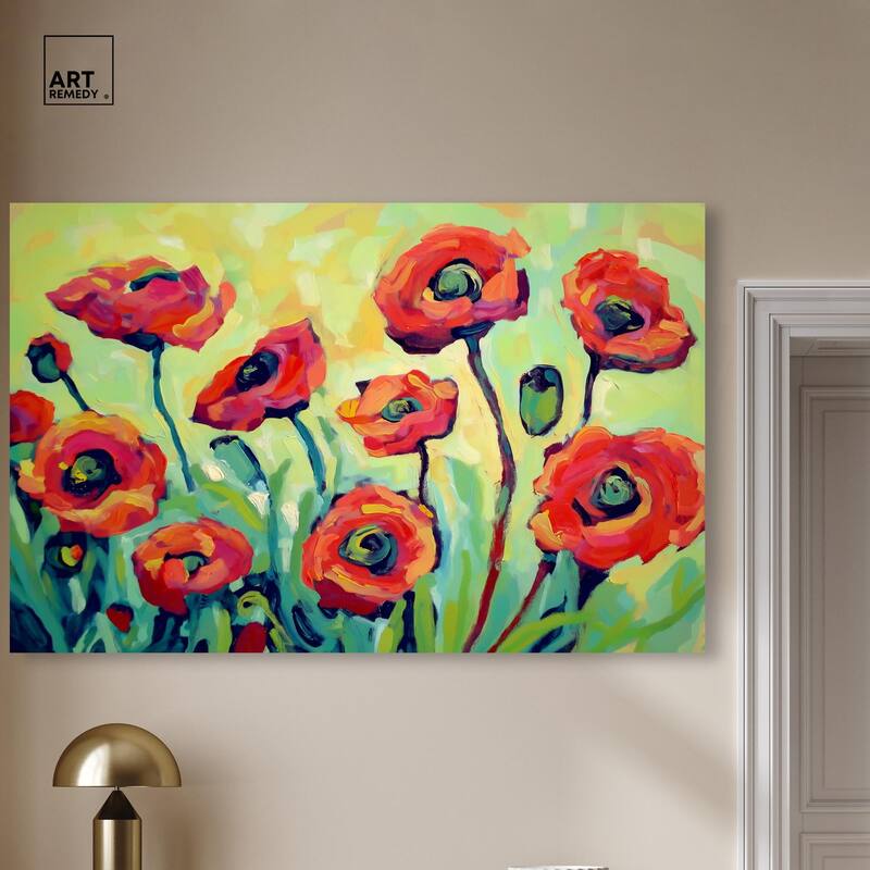 Red Poppy Field I Canvas by Art Remedy, Gallery Wrapped