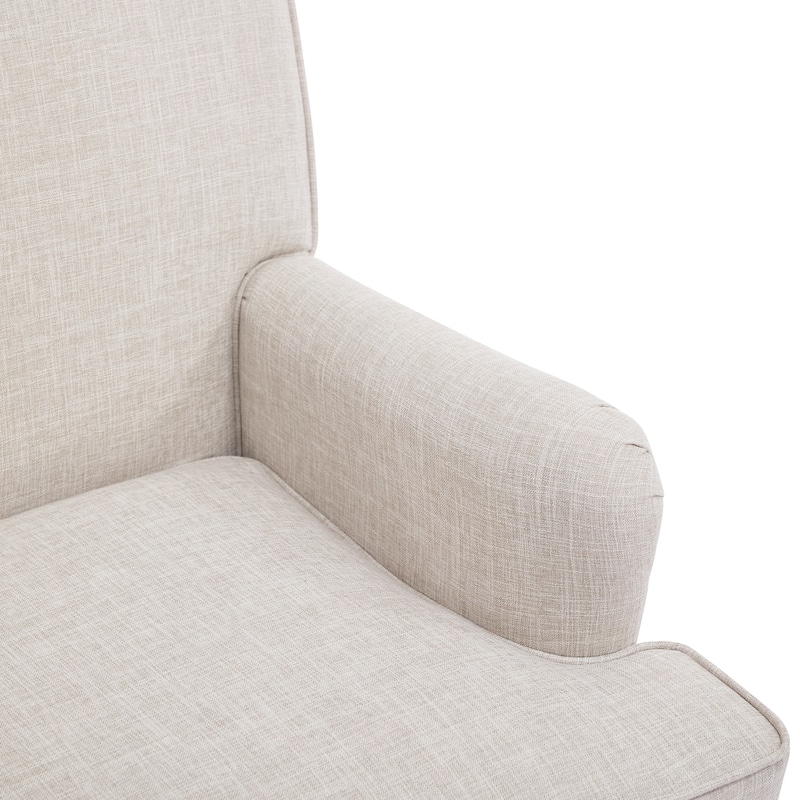 Roomfitters Vintage Upholstered Armchair with Solid Wood Legs, Linen Fabric Accent Chair for Living Room or Bedroom