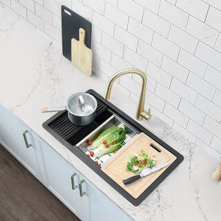 STYLISH 32 inch Composite Granite Dual Mount Kitchen Sink cUPC Certified - 32" x 18" x 9.5"