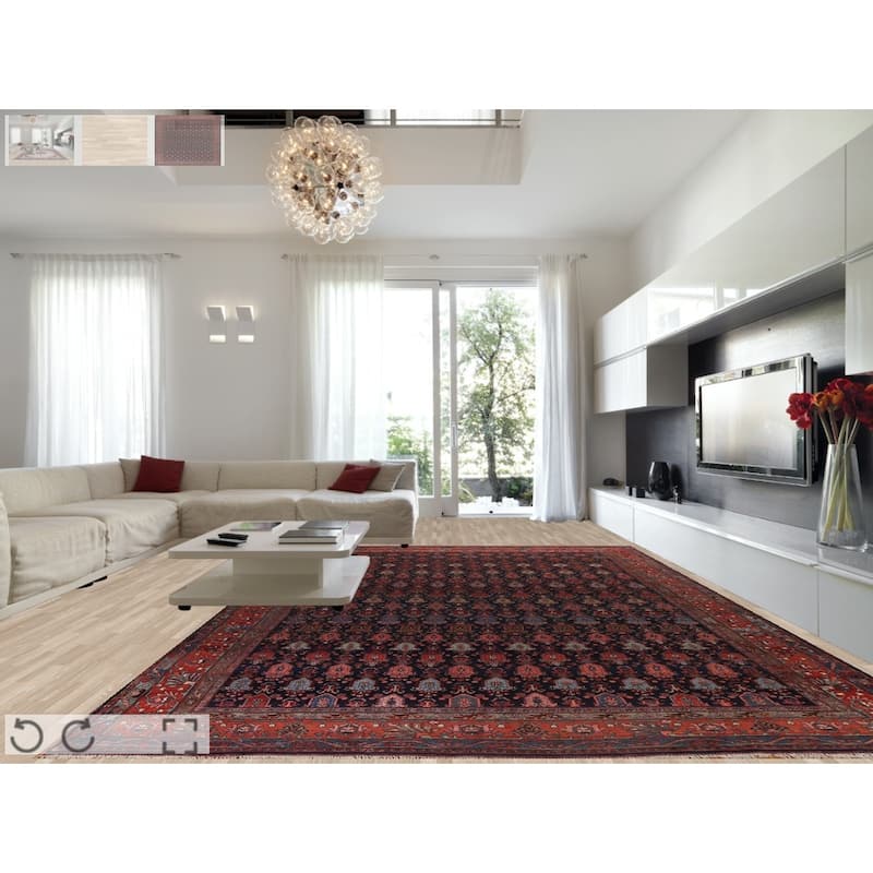 Pre-1900 Antique Bidjar Halvaei Persian Area Rug Handmade Wool Carpet - 12'2" x 19'9"