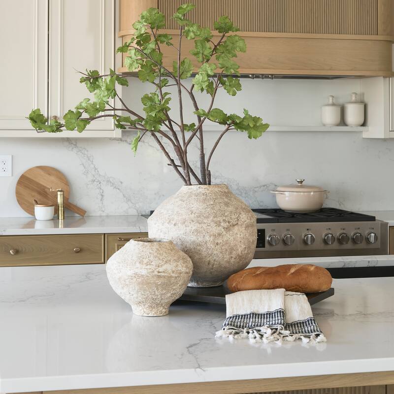 Ritu Small Beige Paper Mache Pot Vase