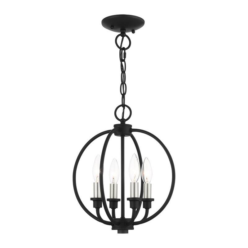 Livex Lighting 4-light Black Chandelier, 4664-04 - 12.5" DIA X 14.5" H/12.5" Dia x 13" H