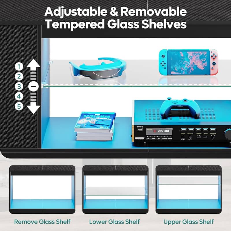 Modern TV Stand for up to 65" TVs Gaming Entertainment Center with Adjustable Shelves for PS5 - 58 inches
