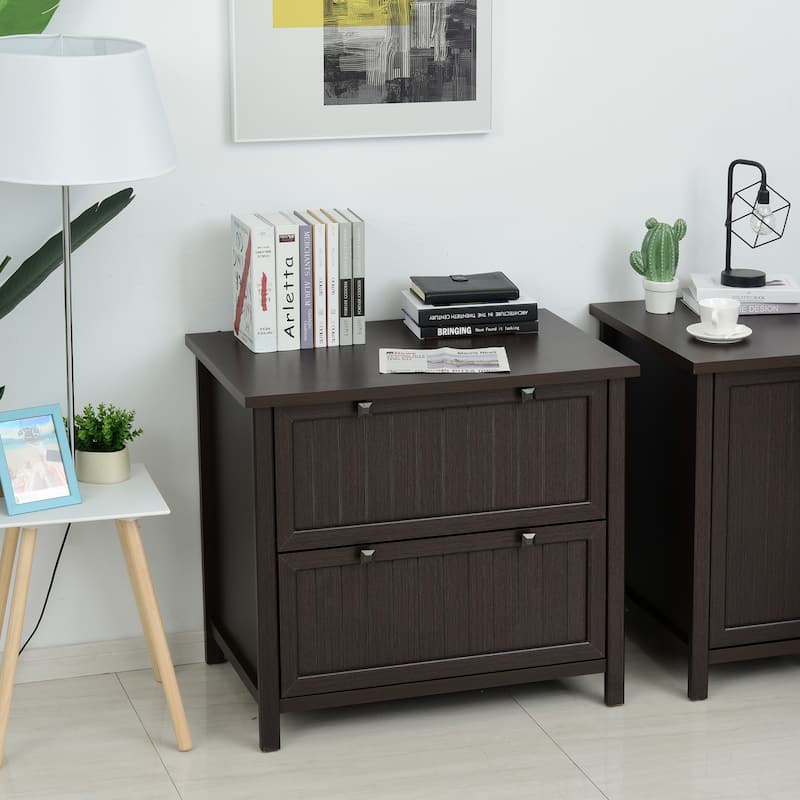 HOMCOM Retro Style 2-Drawer Lateral File Cabinet Chest Wooden Documents Storage for Letter/Legal Size - Brown