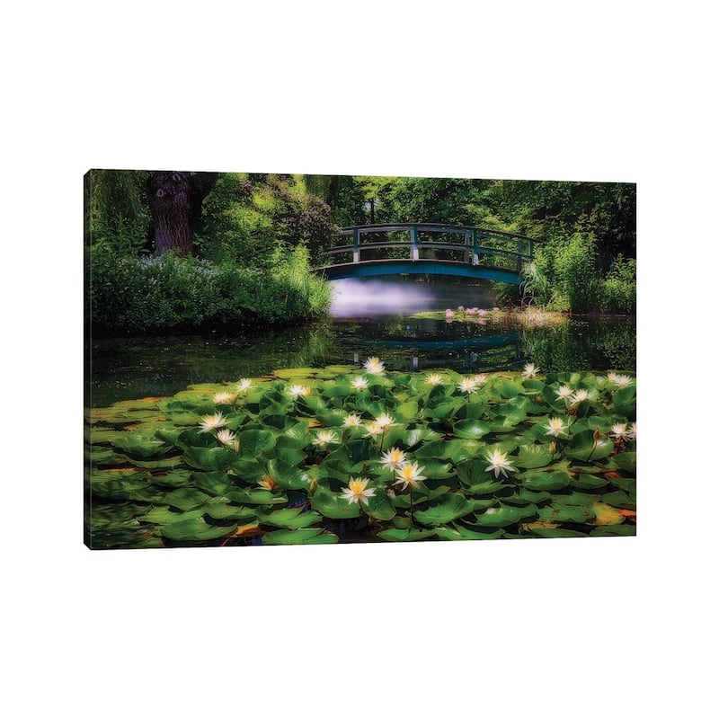 iCanvas "Lily Pond With A Footbridge" by George Oze Canvas Print
