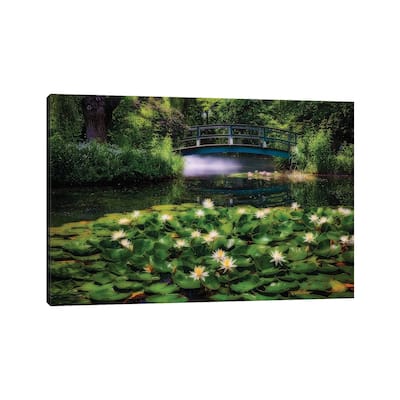iCanvas "Lily Pond With A Footbridge" by George Oze Canvas Print
