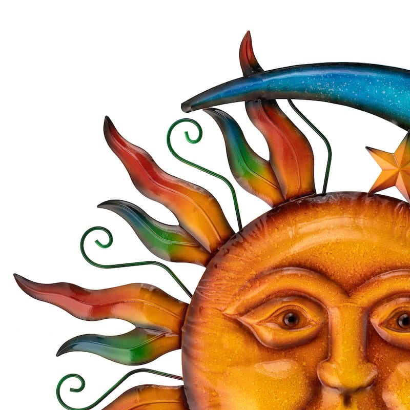 Glitzhome 36.25''H Metal Sun and Moon Wall Decor Yard Stake for Indoor and Outdoor
