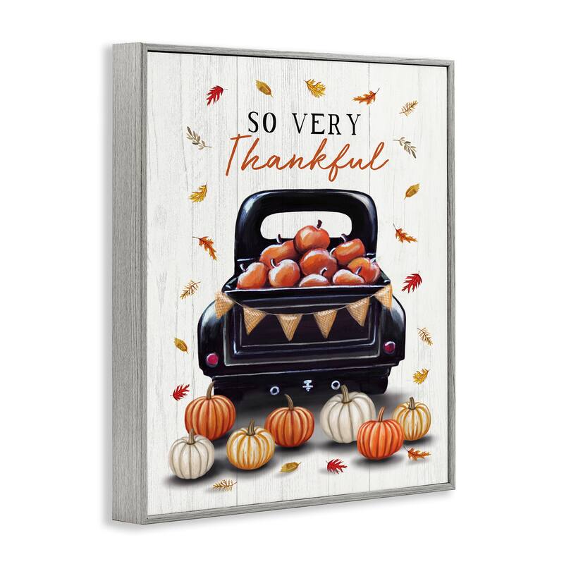 Stupell Autumnal So Very Thankful Framed Giclee Art Design By Elizabeth Tyndall