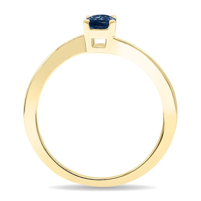 Women's Solitaire Oval Shaped Sapphire Wave Ring in 10K Yellow Gold