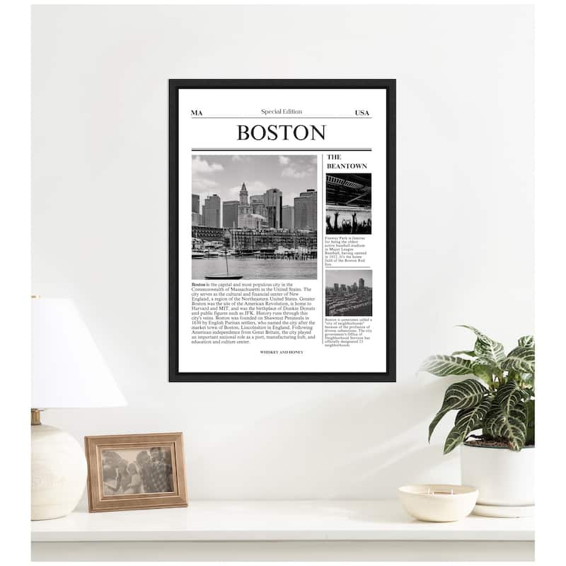 Kate and Laurel Boston Article by Megan Ryan Framed Canvas Wall Art Print