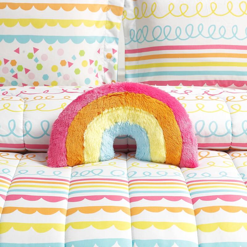 Color Pop Rainbow Pink/Orange/Lime Green Soft Microfiber Comforter Set
