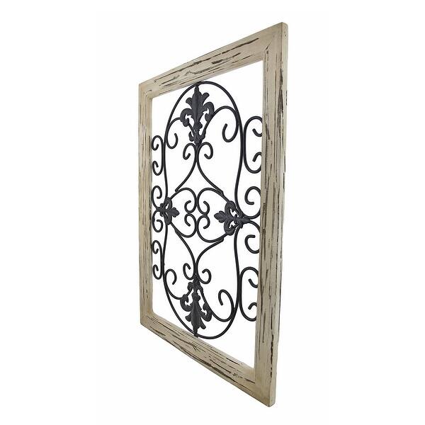 Shop Distressed Wooden Tan Frame Wrought Iron Fleur De Lis Wall