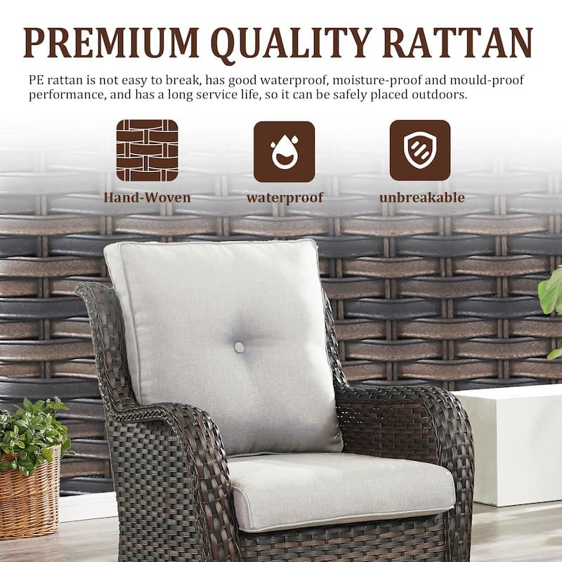 Gymojoy 2-Piece Outdoor Wicker Patio Furniture with Loveseat, Rattan Coversation Set with Water Resistant Thick Cushions