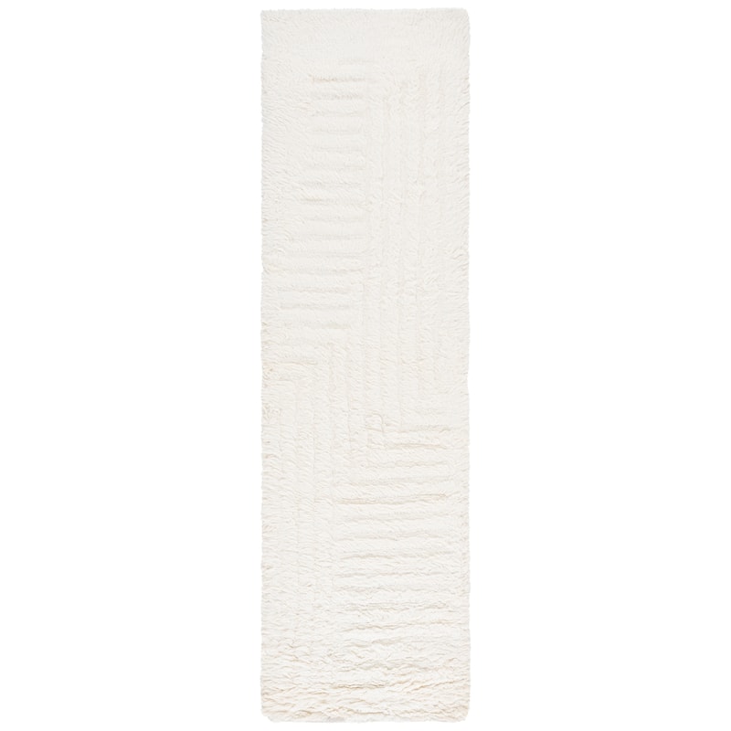 SAFAVIEH Handmade Casablanca Zhivka Shag Wool 1.8-inch Rug - 2'3" x 8' Runner - Ivory