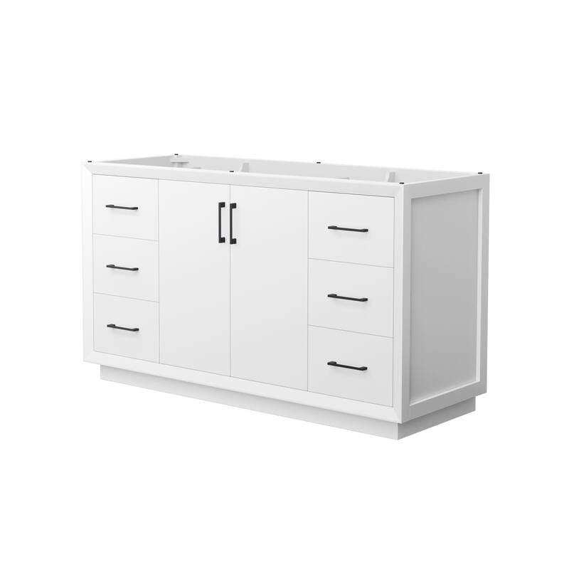 Wyndham Collection WCF414160S-CXSXX-MXX Strada 59" Single Free - White / Matte Black Hardware