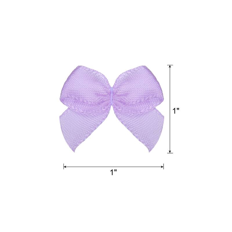 50Pcs Mini Ribbon Bows 1" Mini Fabric Satin Ribbon Flower Bows - Purple
