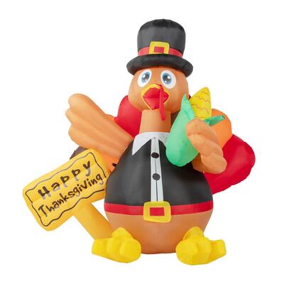 5ft Turkey with Corn Inflatable Decoration - N/A