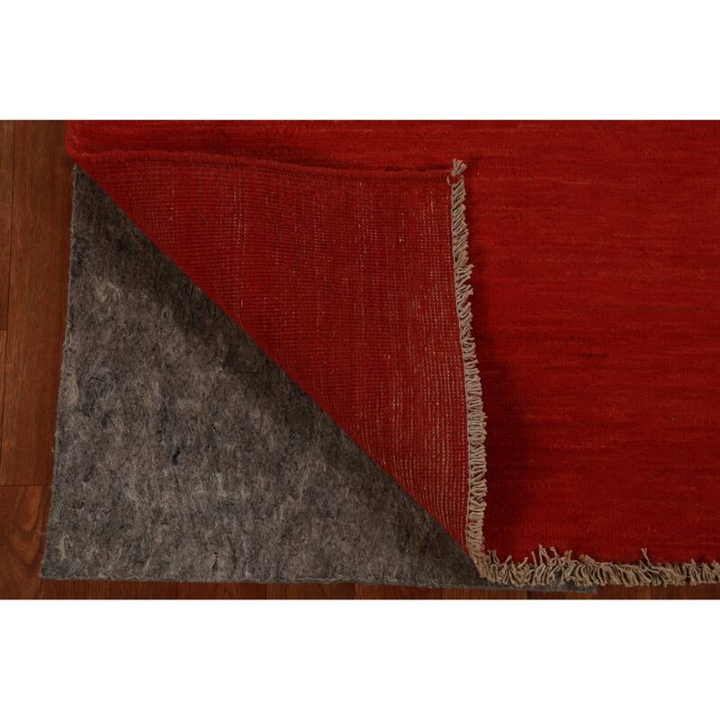 Red Modern Gabbeh Oriental Rug Hand-Knotted Wool Carpet - 3'3" x 4'11"