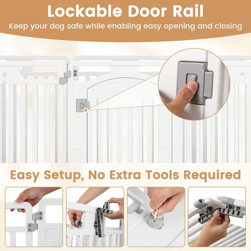 Costway 8/16-Panel 32” Tall Plastic Dog Panel with Securing Locking