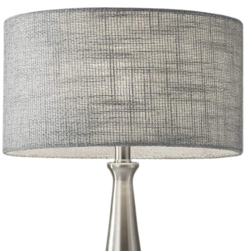 HomeRoots Silver Metal Table Lamp With Gray Drum Shade - 13 x 13 x 21.5