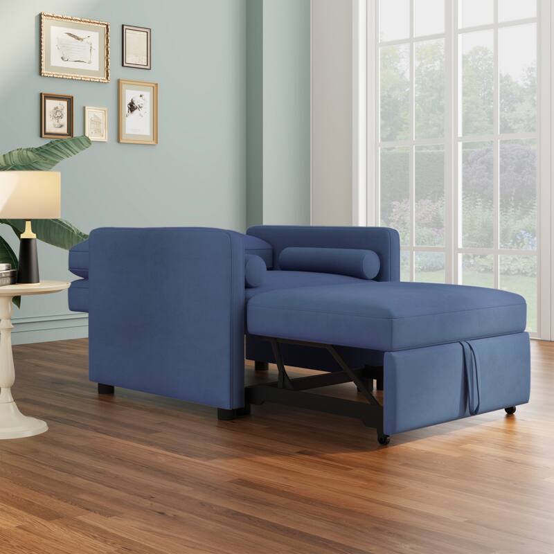 3 in 1 Convertible Sleeper Chair with Adjustable Backrest - Ink Blue 