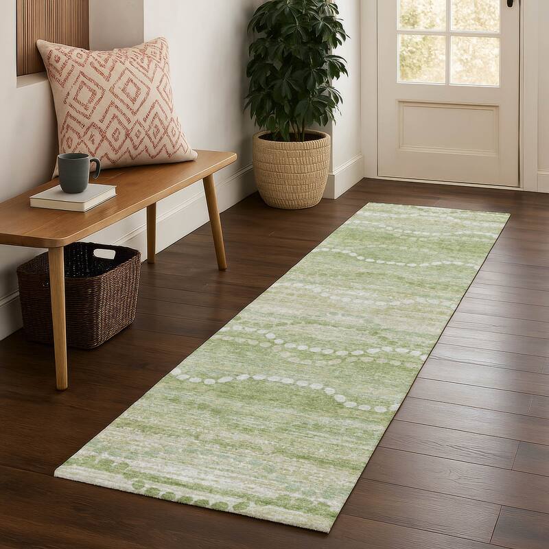 Premium Washable Super Soft Pixy Stripes Mayfield Rug - Sage - 2'3" x 7'6"