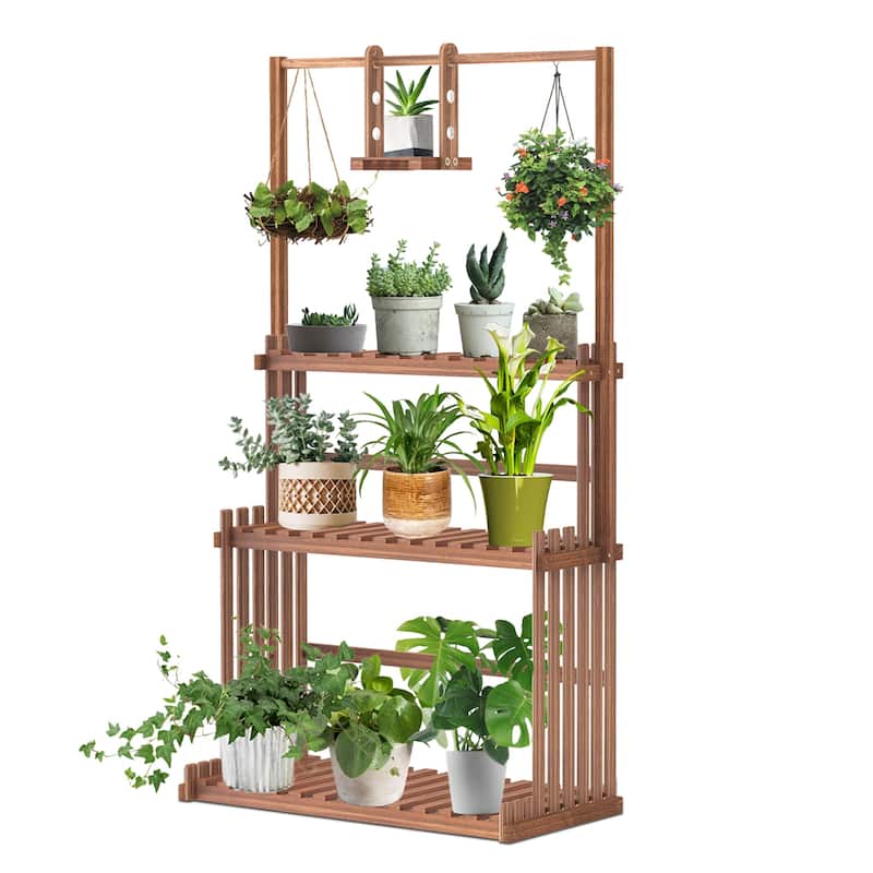 57 inches Tall Wood Plant Stand Flower Pot Rack Hanging Shelf