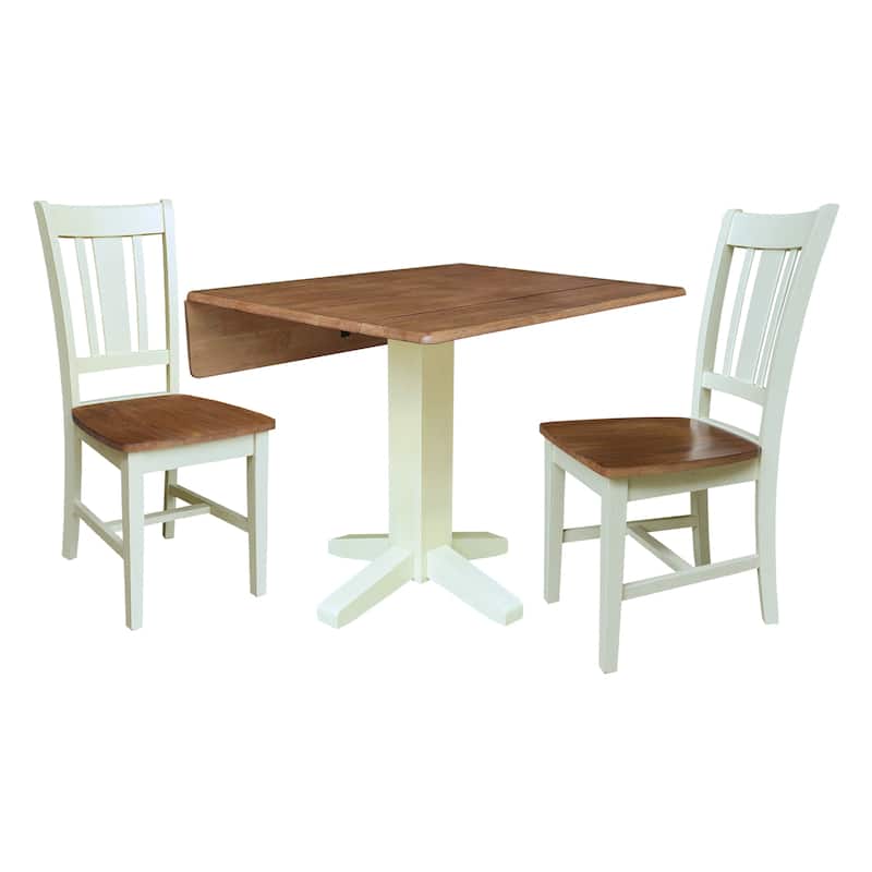 Set of 3 pcs - 36" Square Dual Drop Leaf Table with 2 Chairs