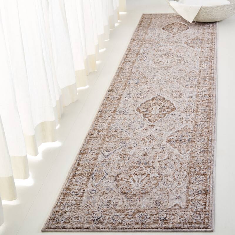 Lauren Ralph Lauren Lorea Traditional Floral Rug - Brown/Grey - 2' x 8' Runner