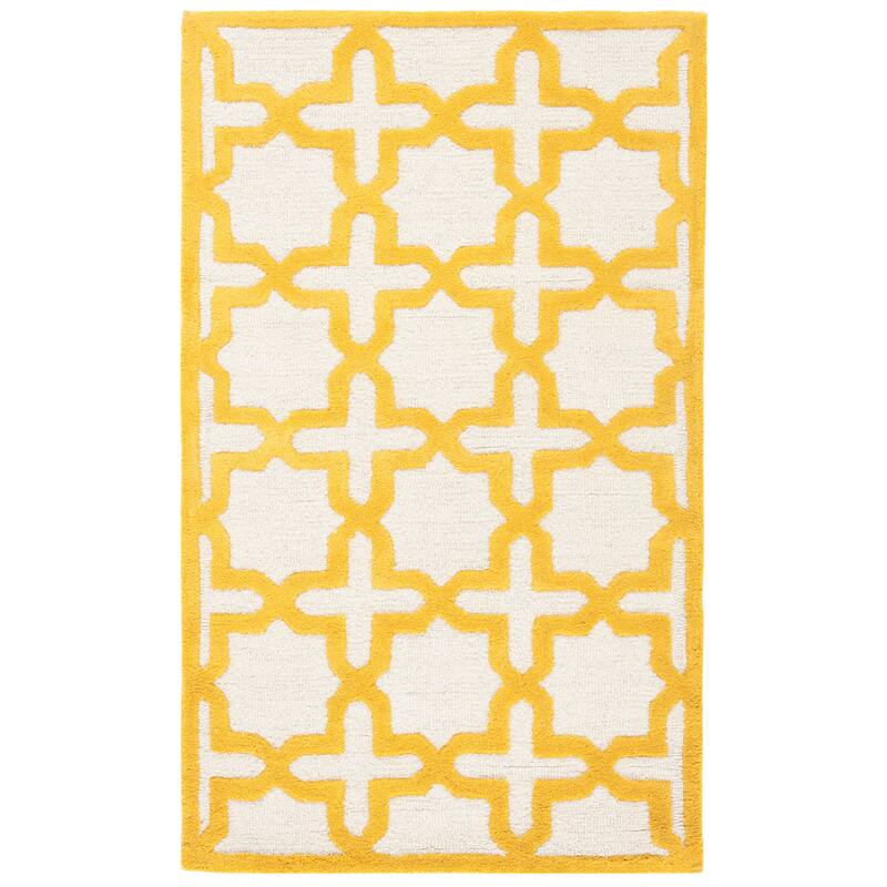 SAFAVIEH Handmade Cambridge Remedios Geometric Wool Rug - 2' x 3' - Ivory/Gold