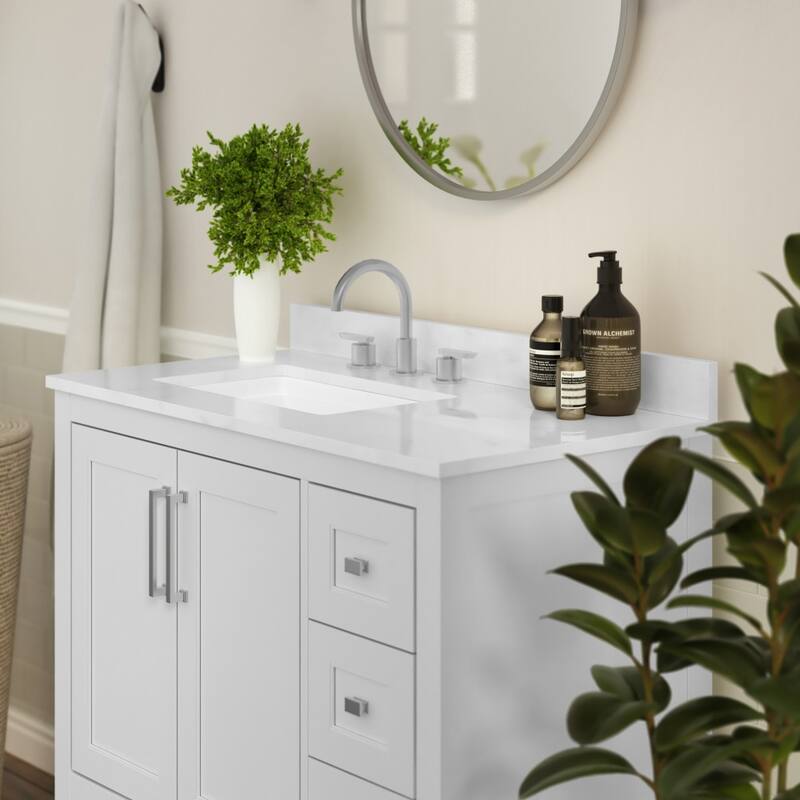 Bathroom Vanity with Sink, Open Storage, and Storage Drawers