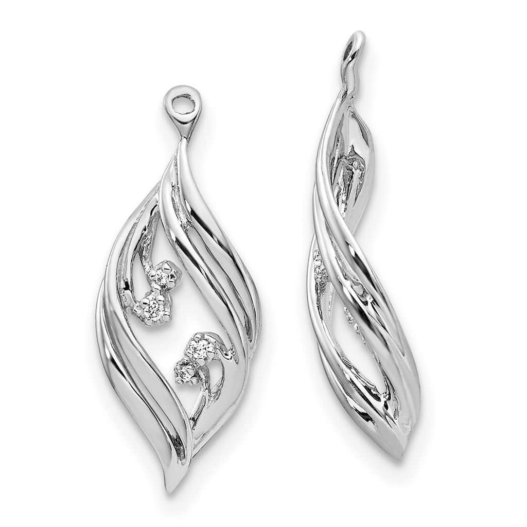 Curata 14k White Gold Diamond Earrings Jackets - 19x8mm Wide
