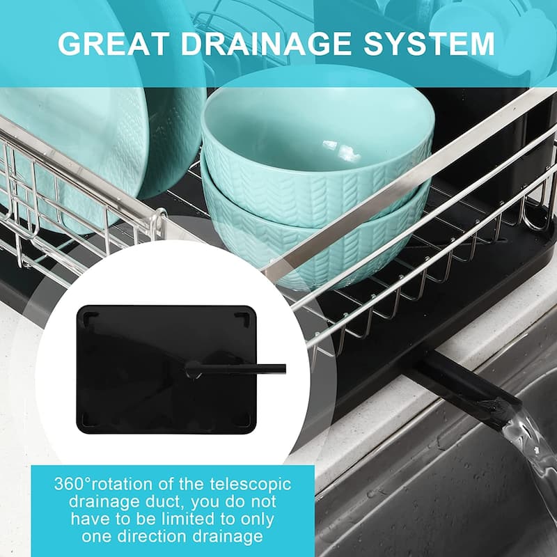 Counter Dish Drying Rack with Utensil Holder