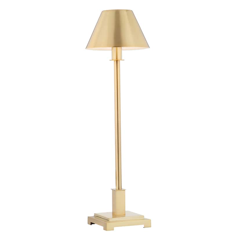 Lafayette 26" Metal Shade LED Table Lamp, Brushed Brass by JONATHAN Y - Brushed Brass Gold