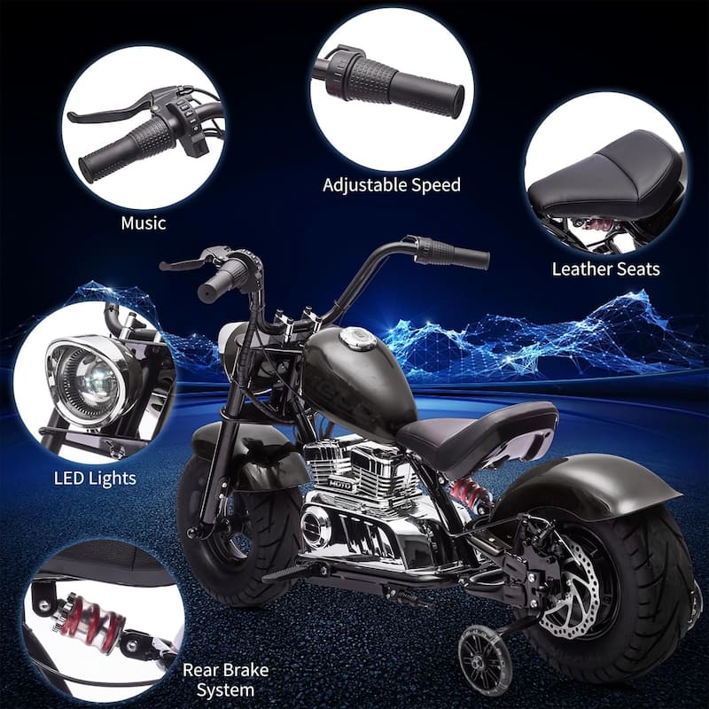 36V Kids Electric Dirt Bike, Ride On Electric Motorcycle with Training Wheels