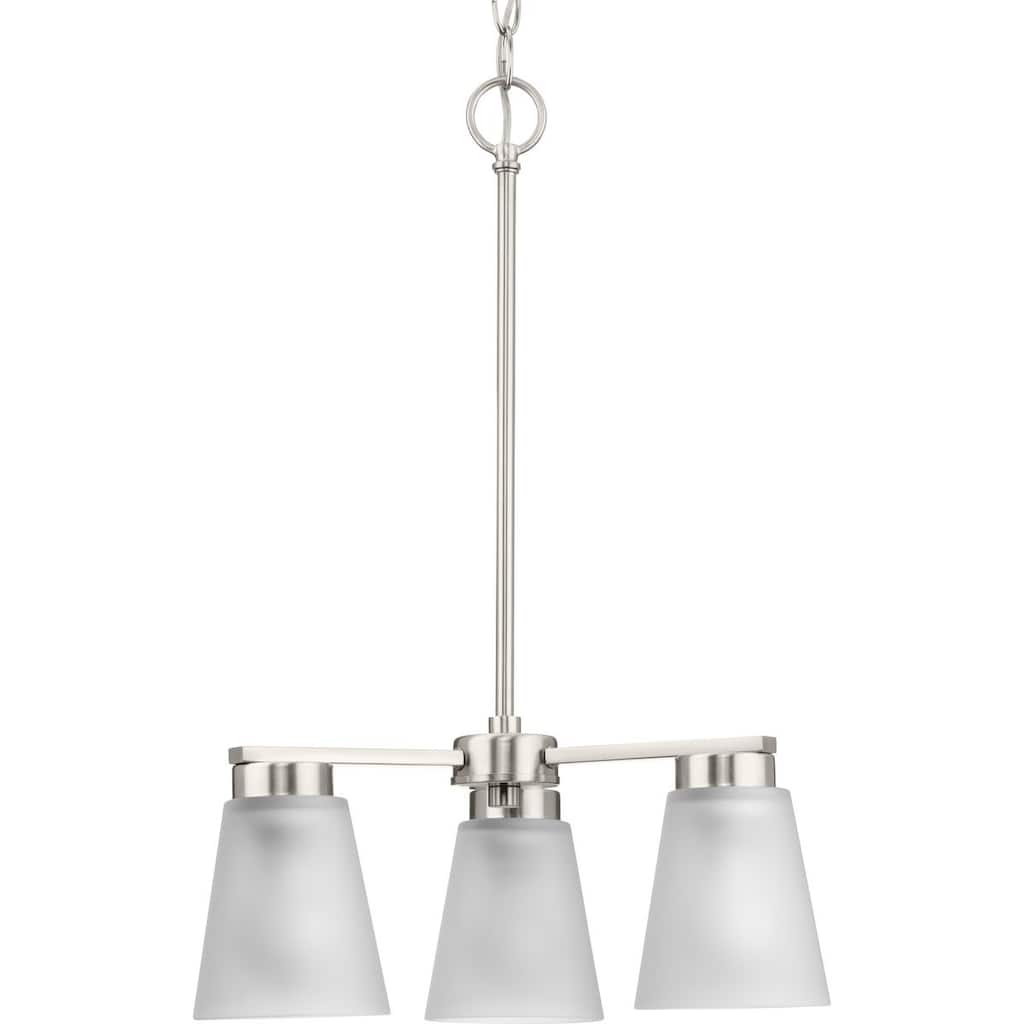 Tanner Collection Three-Light Brushed Nickel Transitional Chandelier - 16.62 in x 16.62 in x 21.5 in