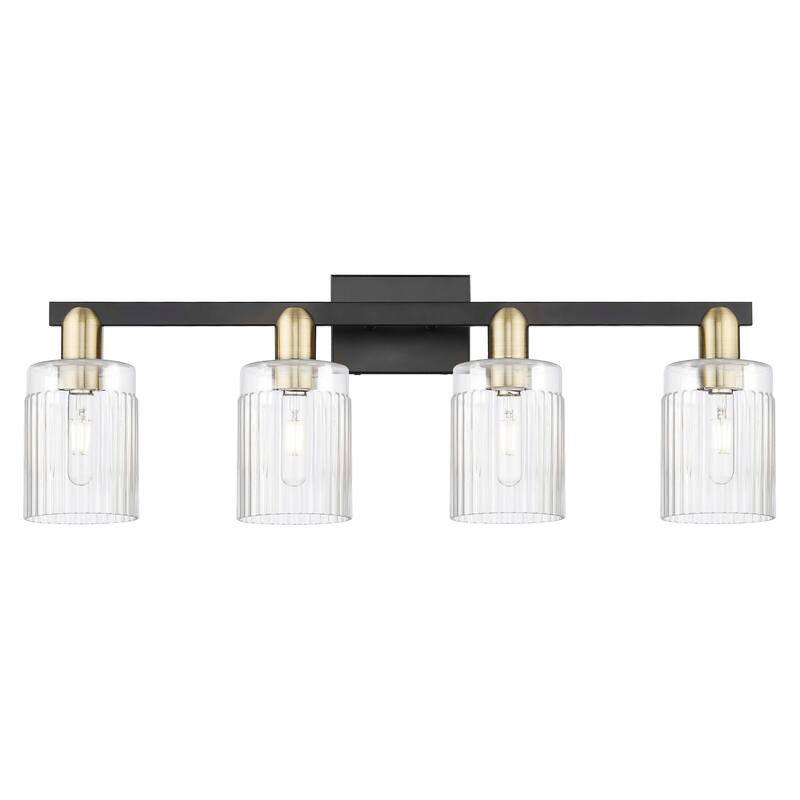 Innovations Lighting Endless Possibilities Arcadia - Hadley - 4 Light 32" Bath Vanity Light - Clear/Black Antique Brass