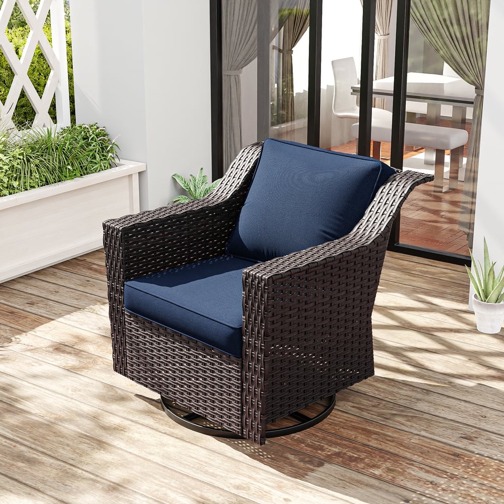 Cozywor Outdoor Patio Swivel Rattan Rocking Wicker Chair