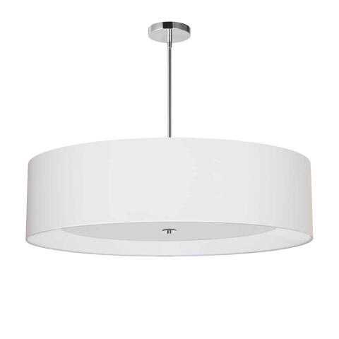 Dainolite Helena Contemporary Polished Chrome Luxury Pendant Light Modern Pendant Light w/ White Drum Shade