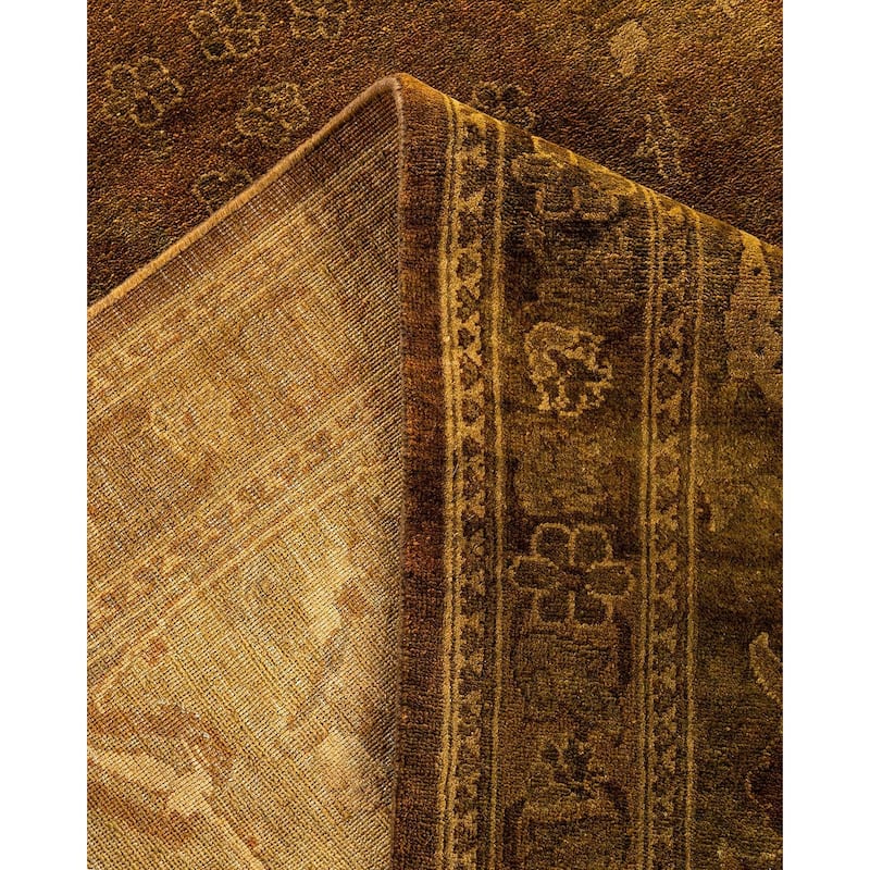 Overdyed, One-of-a-Kind Hand-Knotted Area Rug - Brown - 10' 0" x 13' 9"