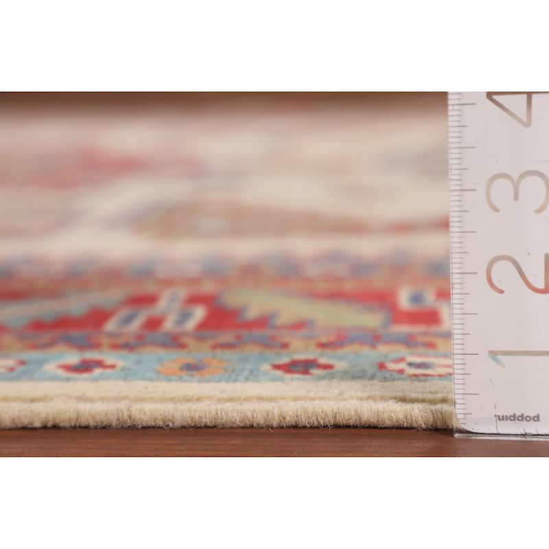 Ivory Kazak Area Rug Handmade Wool Carpet - 5'9" x 7'8"