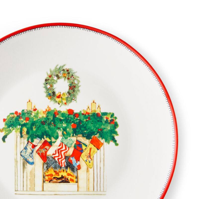 Spode Set of 4 Kit Kemp Doodles Christmas Cake Plates - 6-Inch