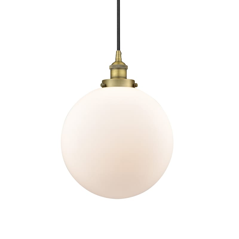 Innovations Lighting 616-1PH-16-12 Beacon Pendant Beacon 12" Wide - Brushed Brass / Matte White